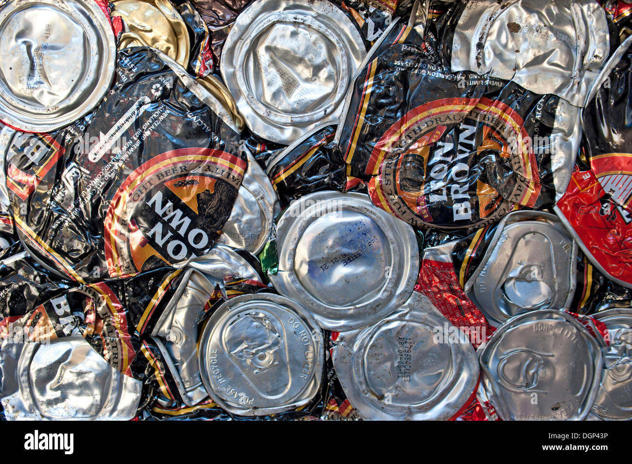 Pressed beverage cans, recycling Stock Photo
