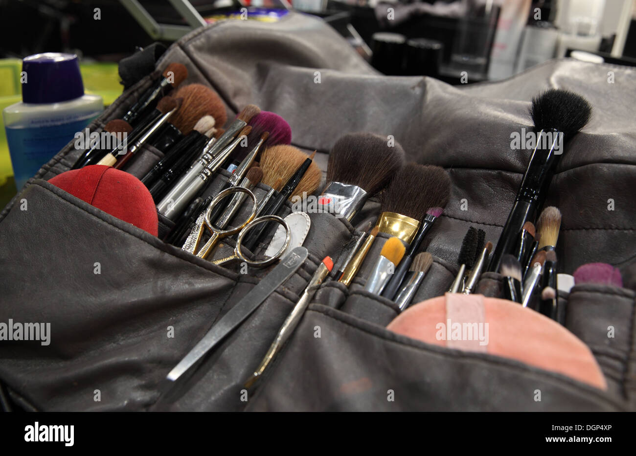 Berlin, Germany, various brush of makeup artists at Fashion Week Stock