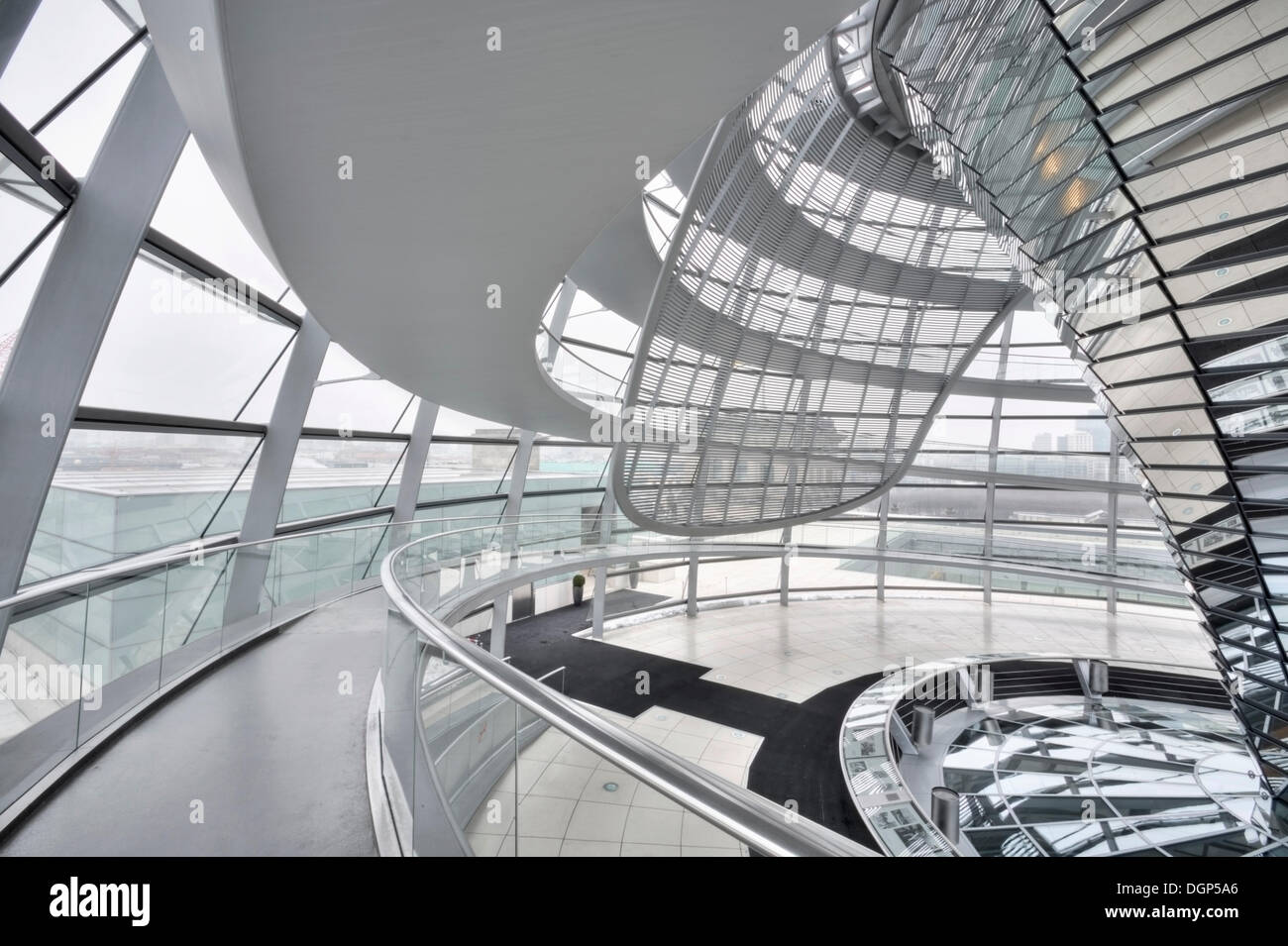 Interior shot of the glass dome on the Reichstag building, Mitte, Berlin Stock Photo
