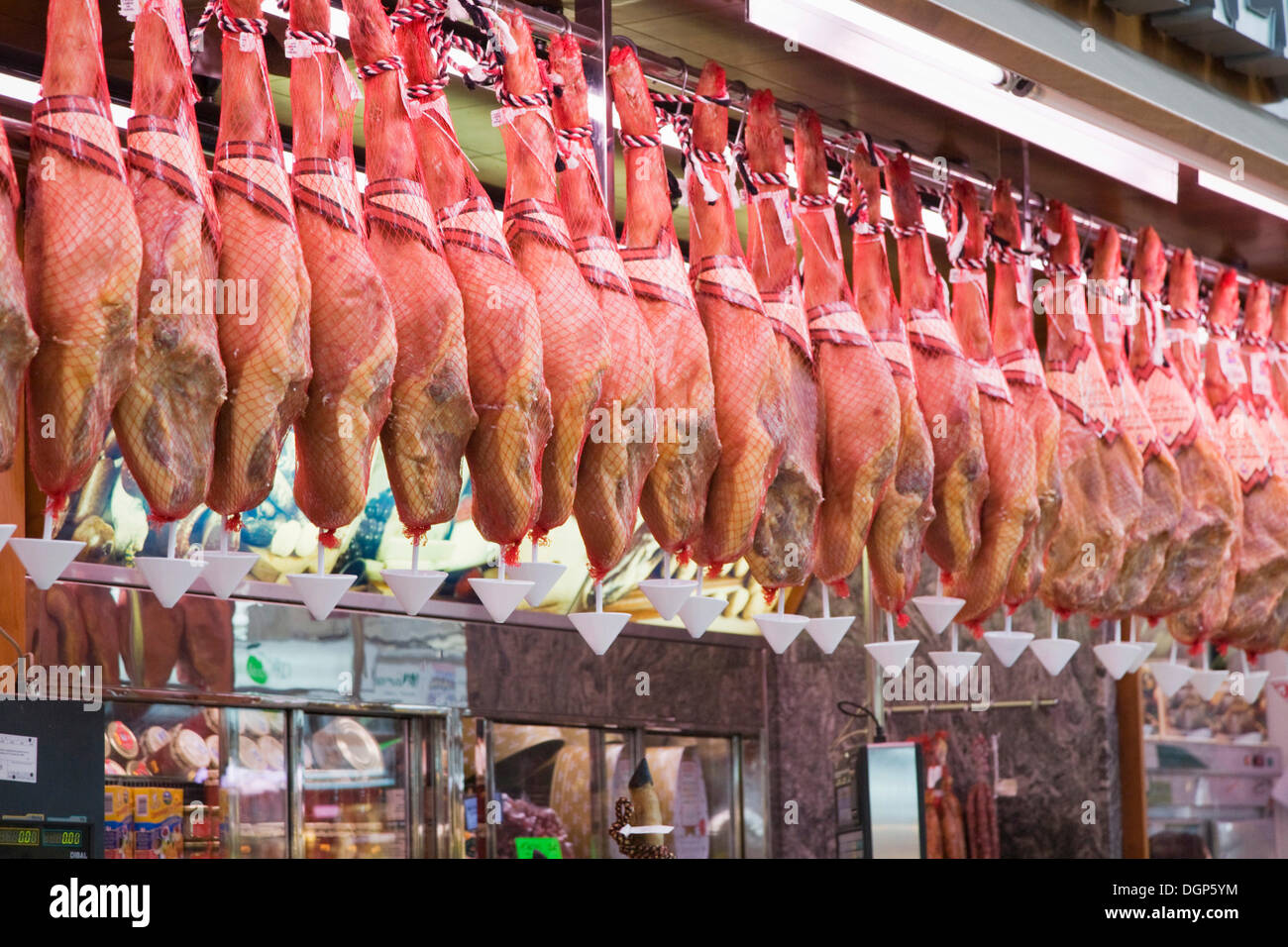 Sale of meat and sausages, Mercado Central market, Valencia, Comunidad