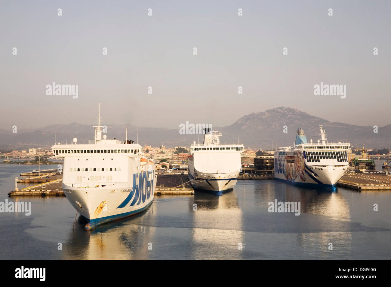 Car ferries in the port of Olbia, Sardinia, Italy, Europe Stock Photo