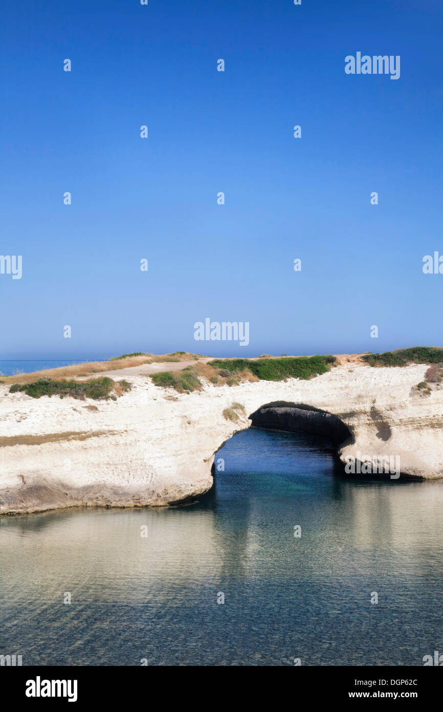 Hollowed-out limestone arch, S'Archittu, Planargia Province, Sardinia, Italy, Europe Stock Photo