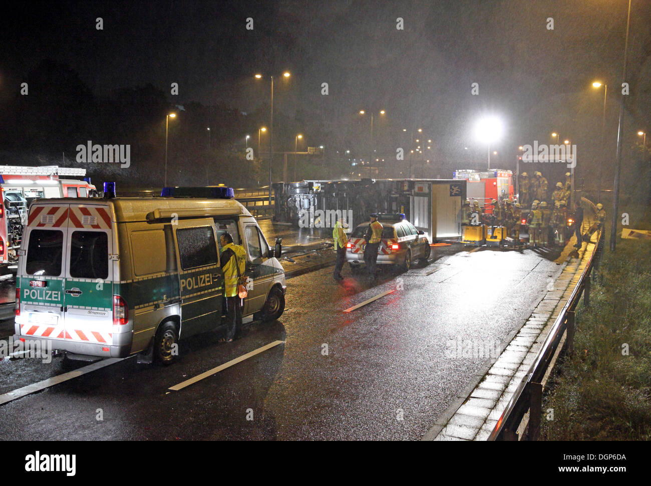 Berlin, Germany, truck accident on Highway 100 in Schoeneberg Stock
