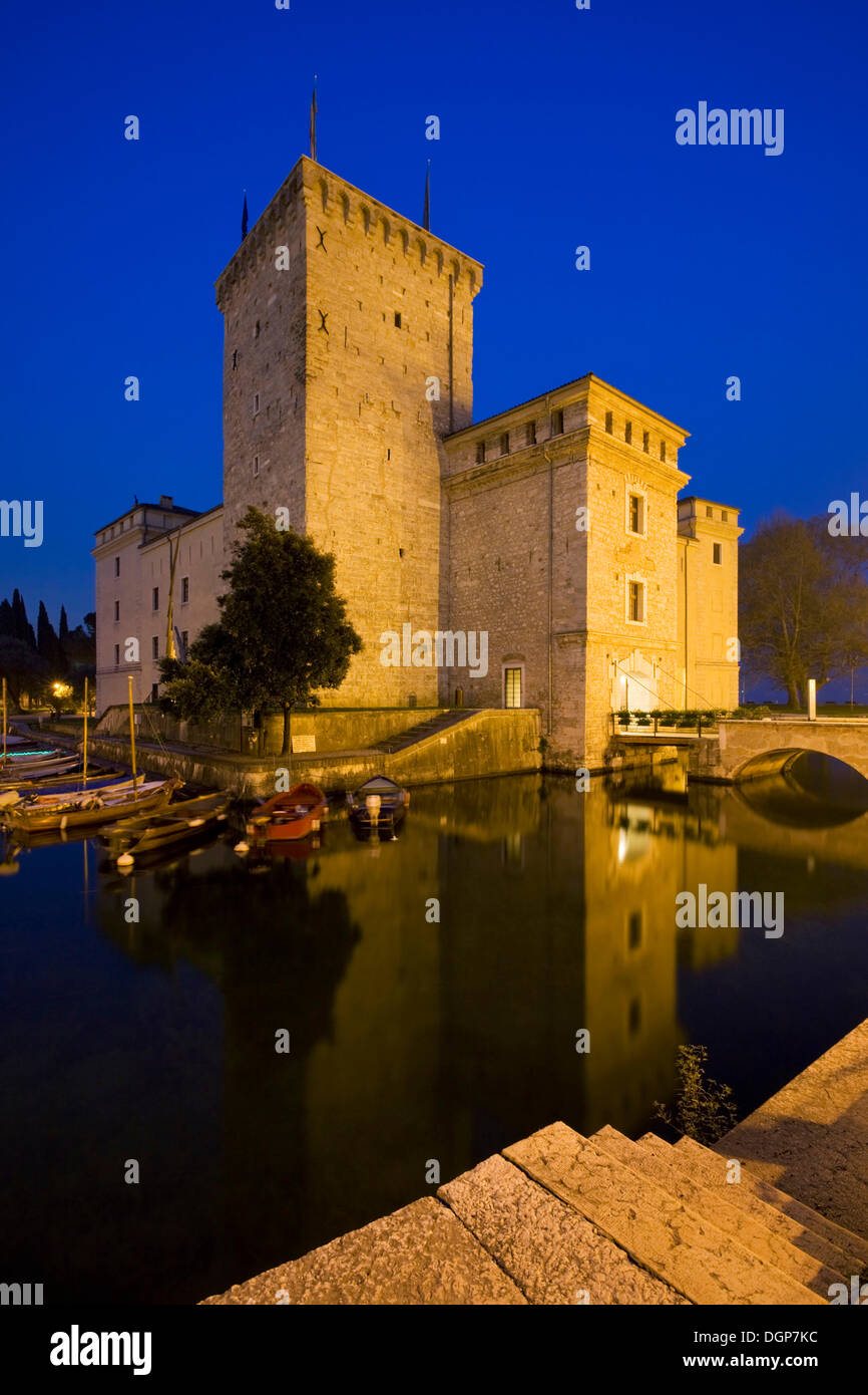 Medieval Rocca fortress with moat in Riva del Garda, Lake Garda, Trentino, Alto Adige, Italy, Europe Stock Photo
