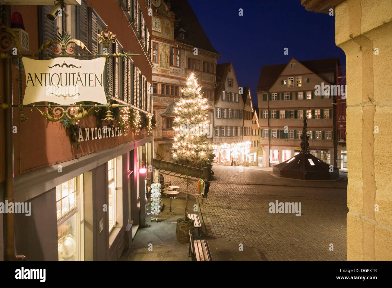 Market place with town hall at Christmas time, Tuebingen, BadenWuerttemberg Stock Photo Alamy