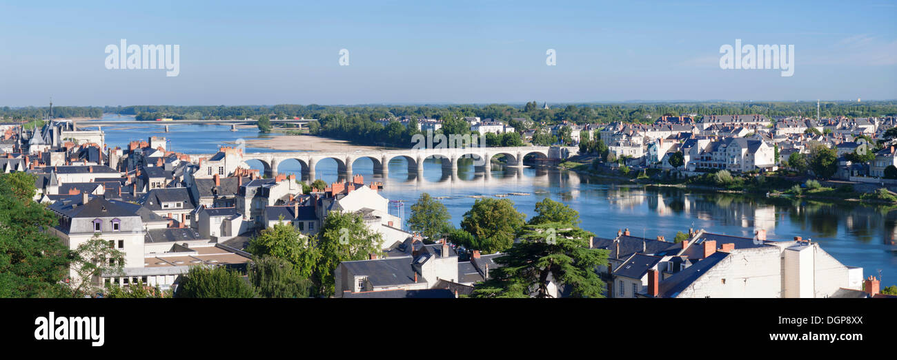 View from the Château de Saumur of the Loire river, Pays de la Loire, Maine et Loire, France, Europe Stock Photo