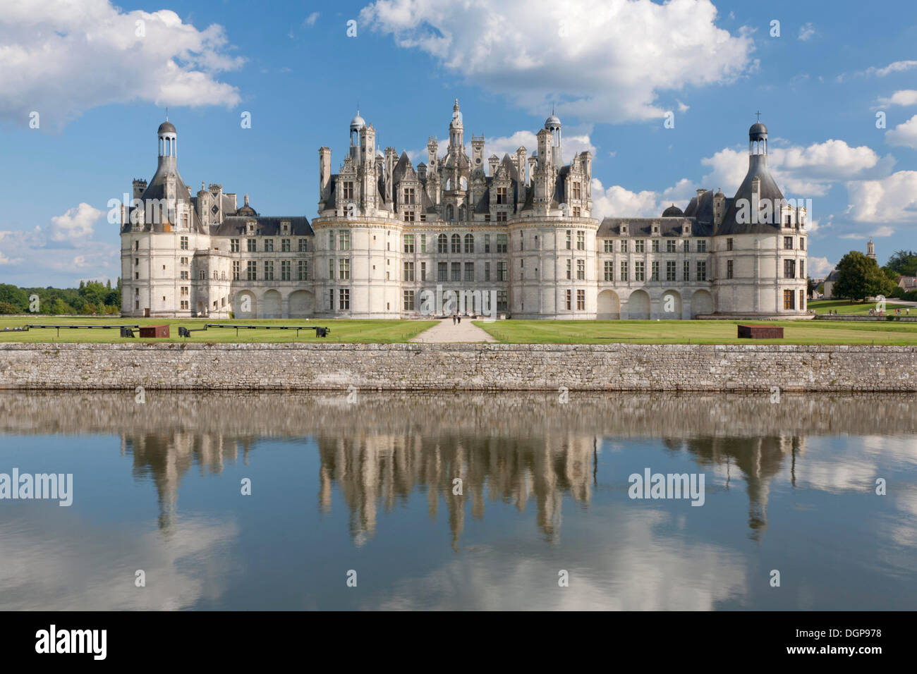 Château de Chambord, north facade with a moat, department of Loire et Cher, Centre region, France, Europe Stock Photo