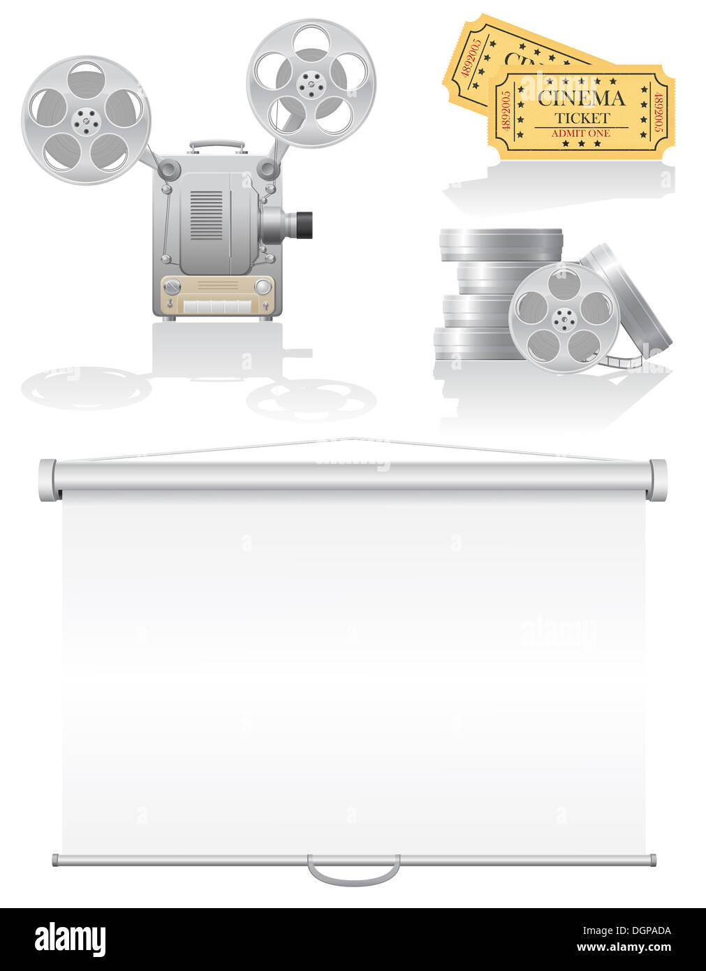 set cinema icons illustration isolated on white background Stock Photo ...