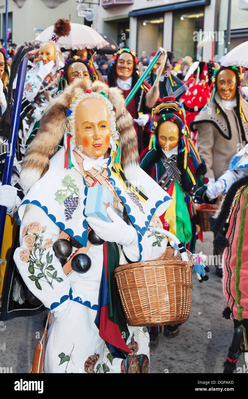 Traditional Swabian-Alemannic carnival characters, Rottweil Carnival, Rottweil, Black Forest, Baden-Wuerttemberg Stock Photo