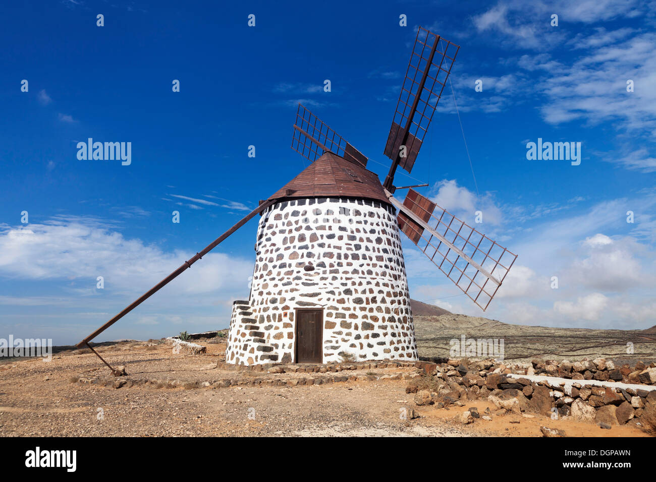 Windmill, Villaverde, Fuerteventura, Canary Islands, Spain Stock Photo
