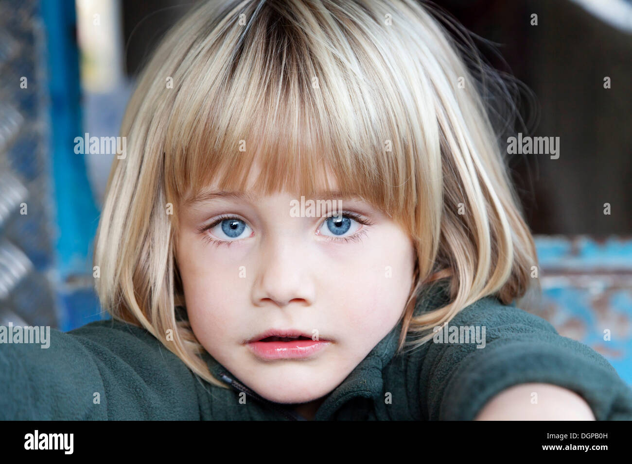 Boy, 4 years, portrait, Esslingen, Baden-Württemberg, Germany Stock Photo