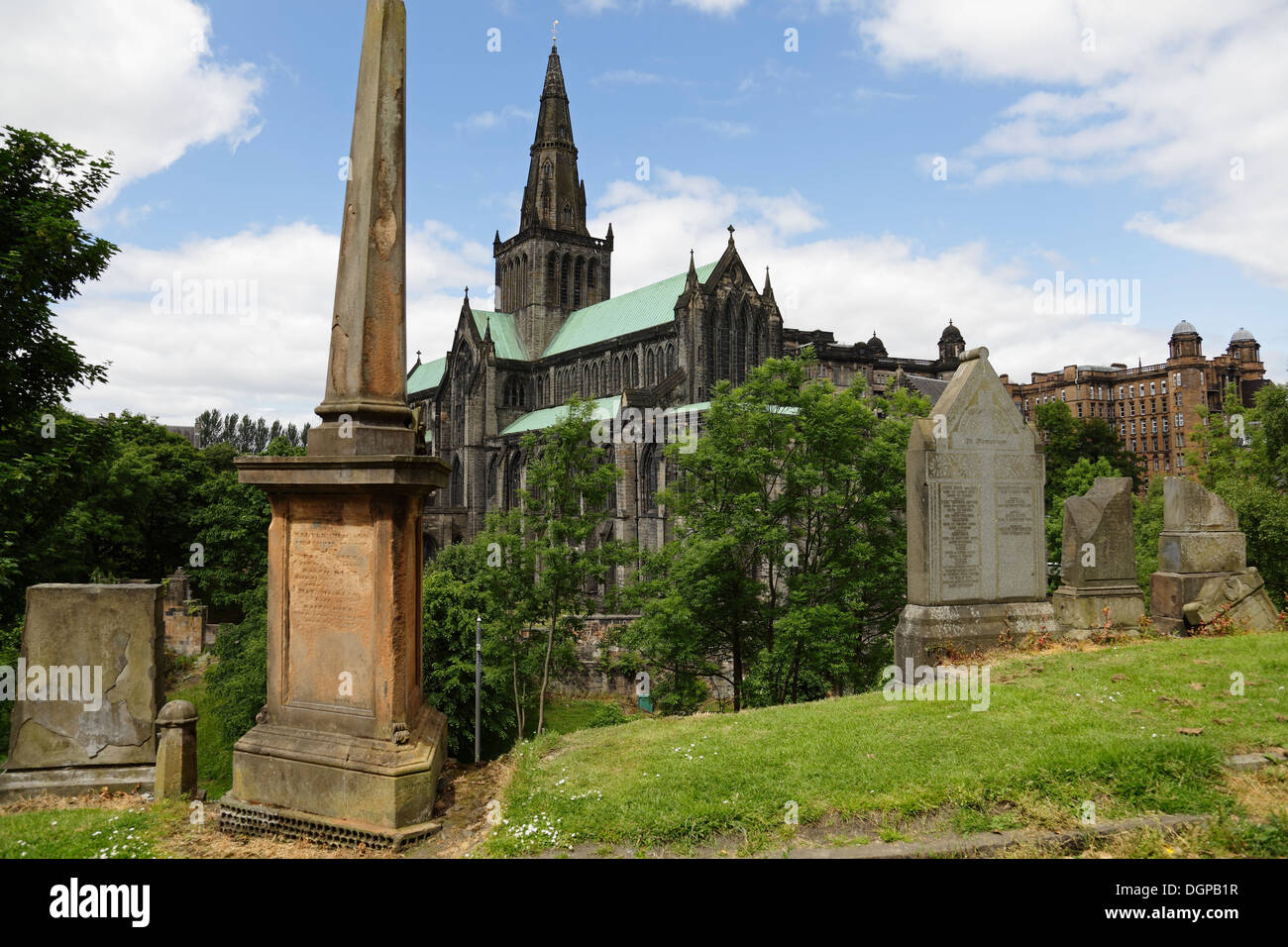 Glasgow Necropolis with Glasgow Cathedral in the background, Scotland, UK Stock Photo