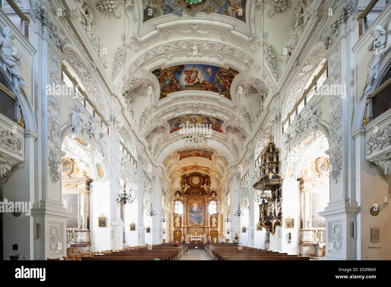 Abbey Church of St. Benedict, Benediktbeuern monastery, Upper Bavaria, Bavaria Stock Photo