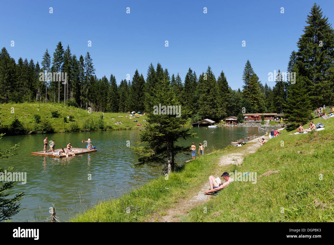 Lake Grubsee, Kruen, Werdenfelser Land region, Upper Bavaria, Bavaria Stock Photo