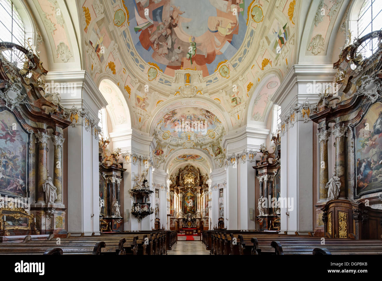 Collegiate church, Engelszell Abbey, Engelhartszell an der Donau, Innviertel region, Upper Austria, Austria, Europe Stock Photo
