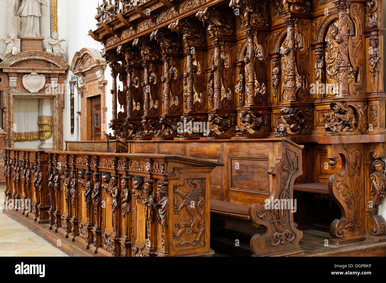 Choir stalls, Church of St. Ignatius, Linz, Upper Austria, Austria, Europe Stock Photo