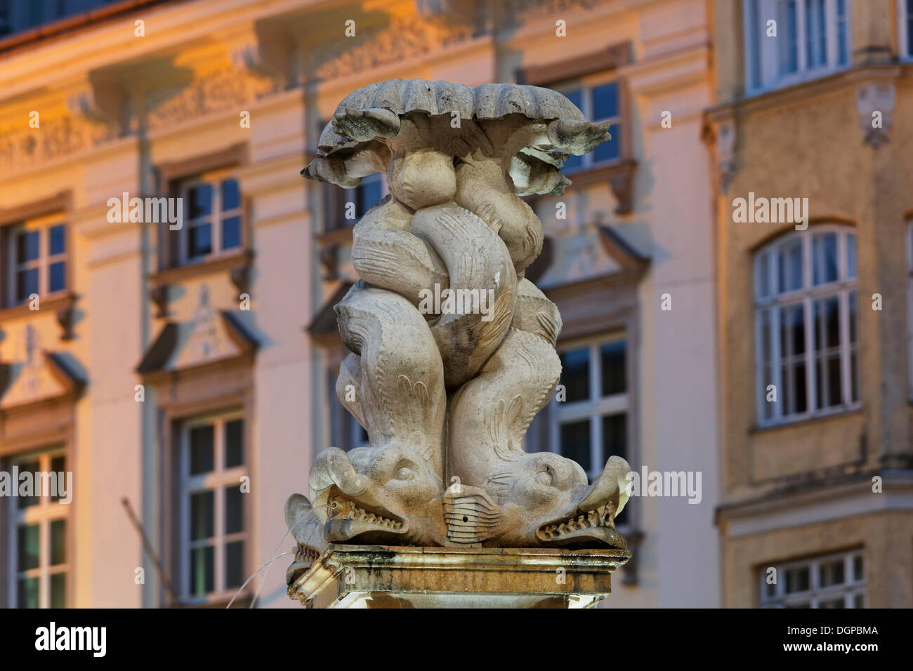 Neptunbrunnen fountain on Hauptplatz square, Linz, Upper Austria, Austria, Europe, PublicGround Stock Photo