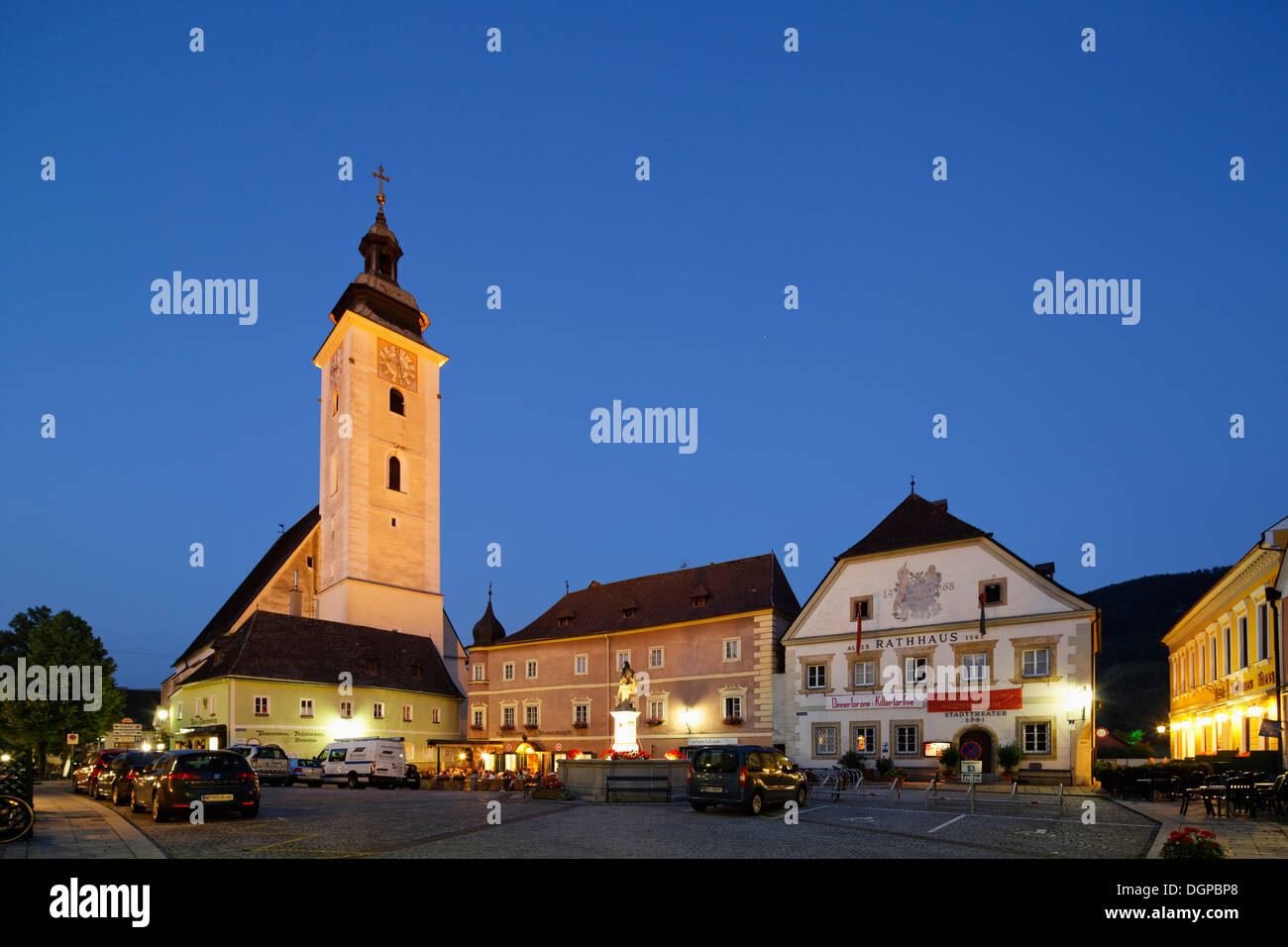Town square in Grein, Muehlviertel region, Upper Austria, Austria, Europe, PublicGround Stock Photo