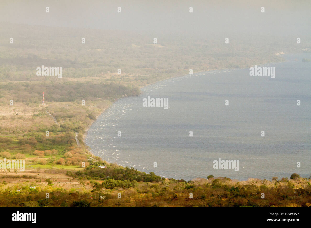 Views from Maderas Volcano to the coast of Ometepe island, Nicaragua. Stock Photo
