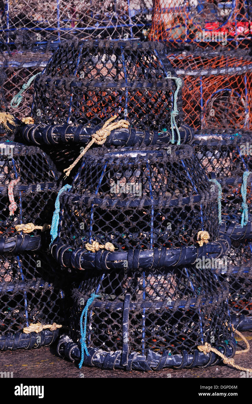 A pile of lobster pots UK Stock Photo Alamy