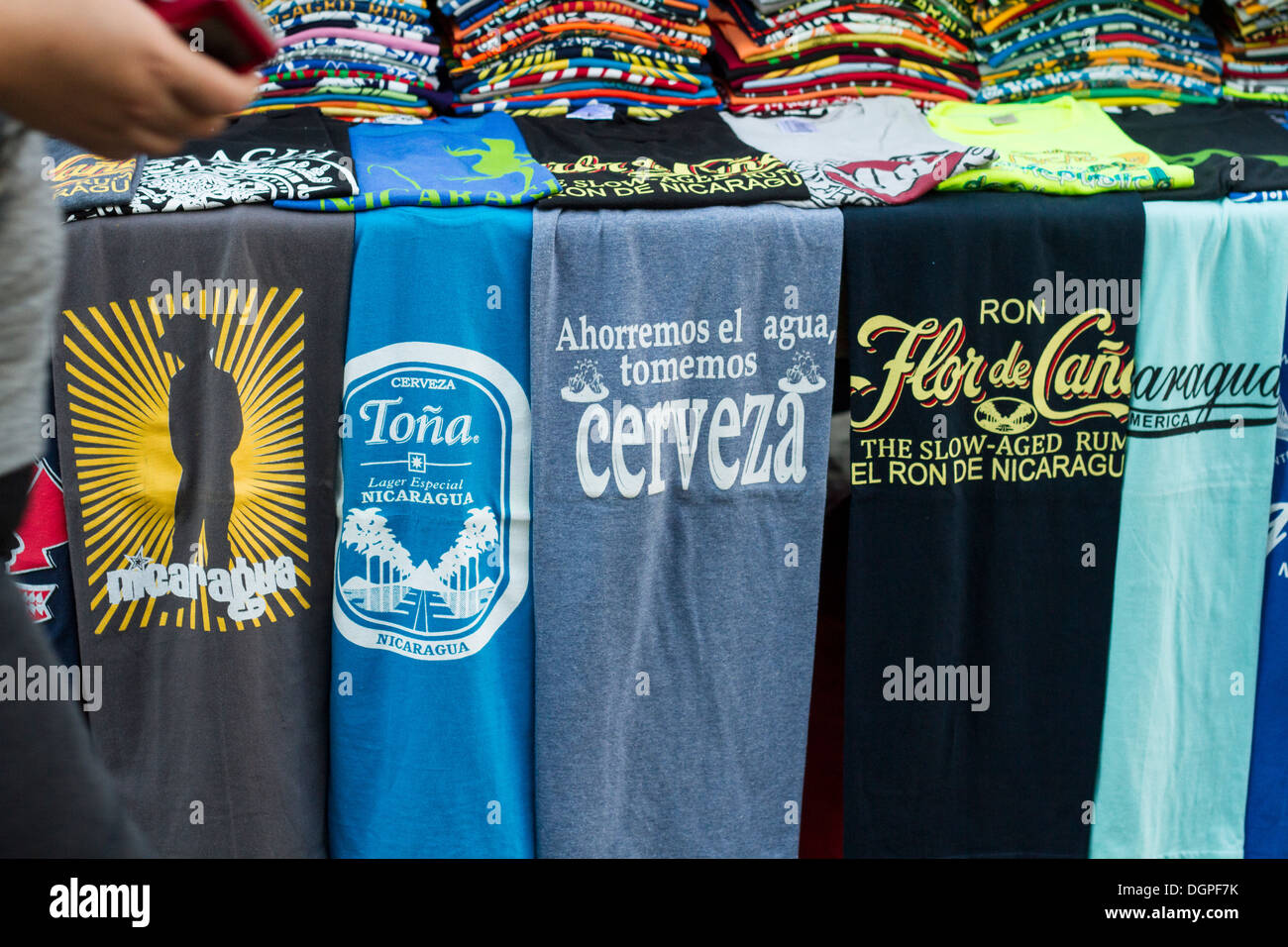 Typical Nicaraguan T-shirts, Granada, Nicaragua. Stock Photo