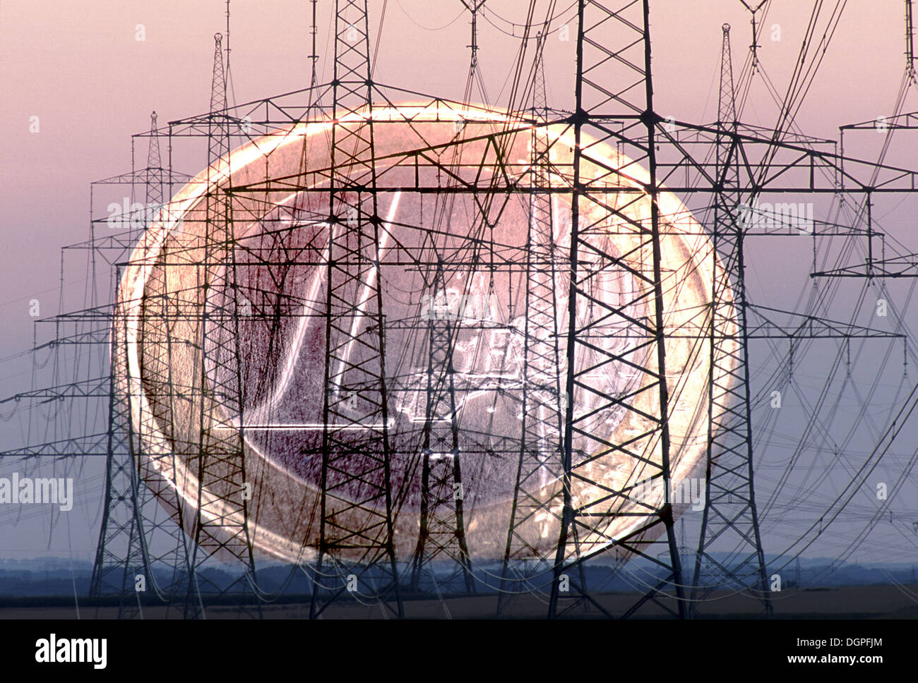 price of electricity symbolic with euro Stock Photo