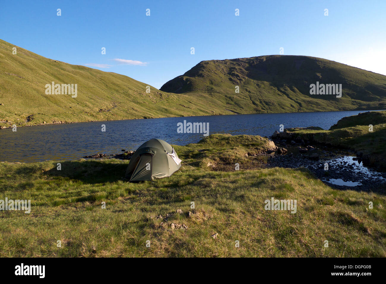 Wild Camping Grisedale Tarn Lake District Uk Stock Photo Alamy