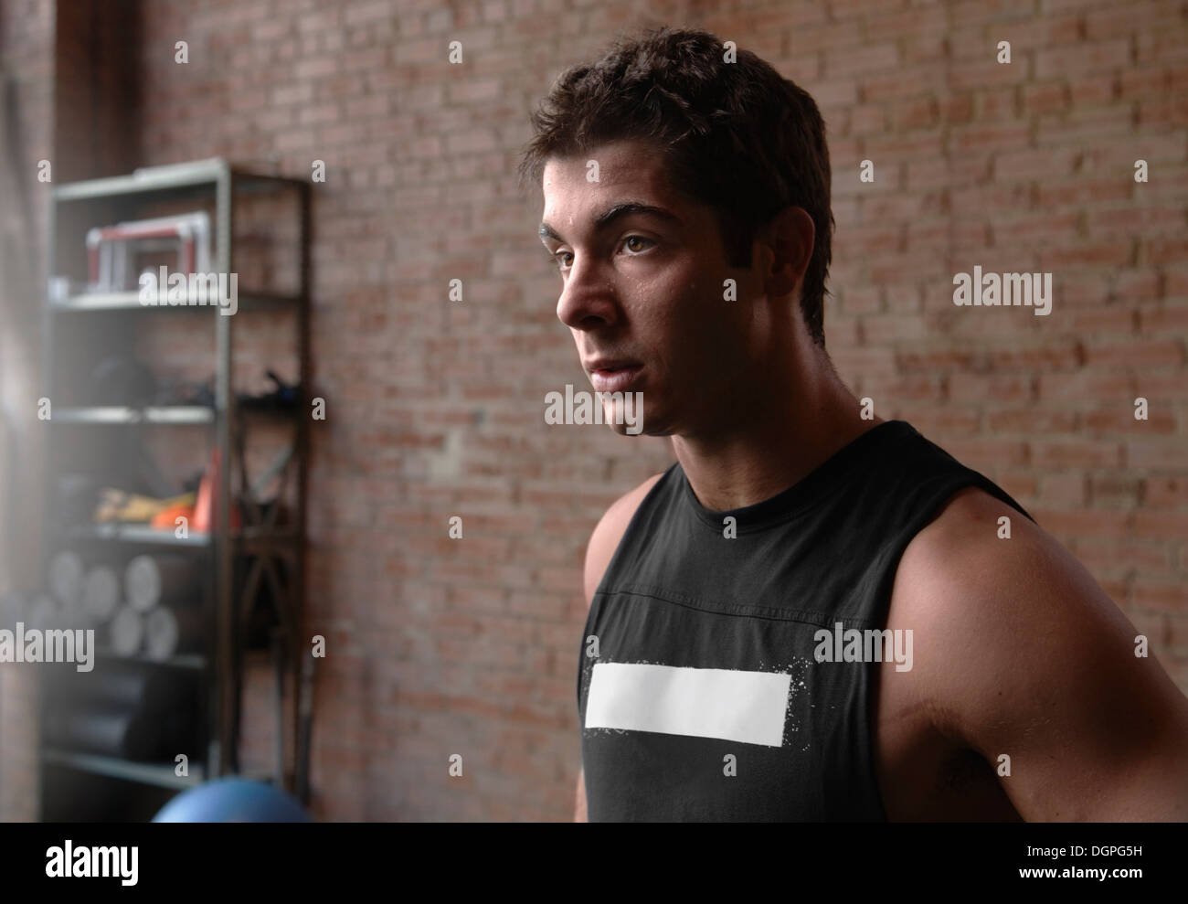 Portrait of male bodybuilder in gym Stock Photo