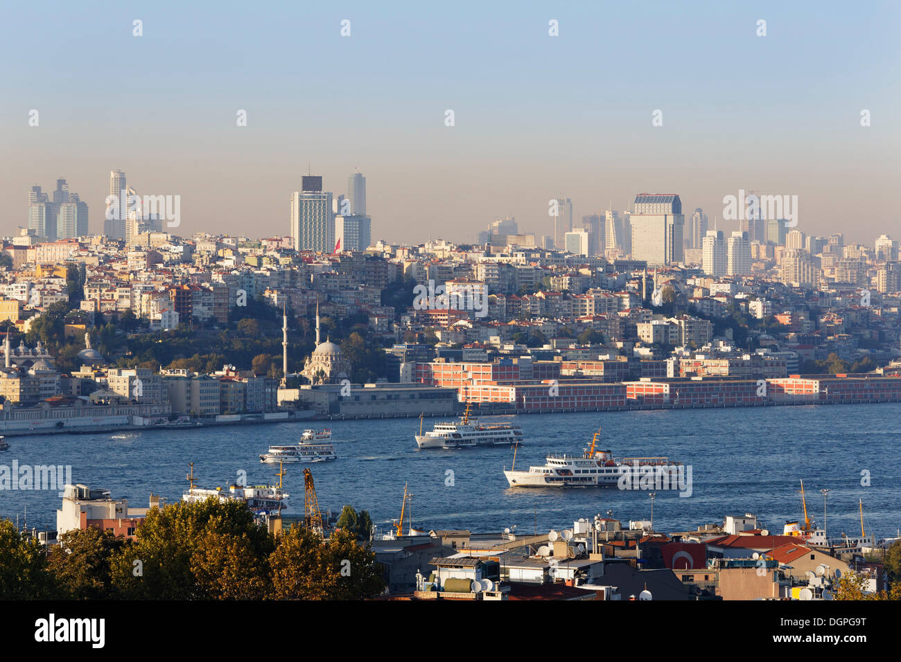 View from Old City Sultanahmet over Golden Horn towards Beyoglu and Sisli, Istanbul, Turkey, Europe Stock Photo