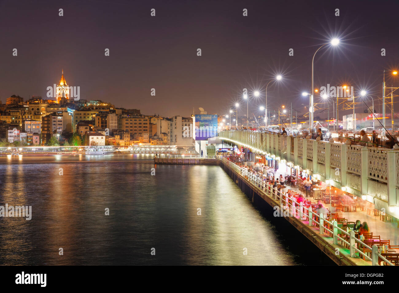 Galata Tower in Beyoglu, Galata Bridge, Golden Horn, Istanbul, european side, Turkey, Europe, PublicGround Stock Photo