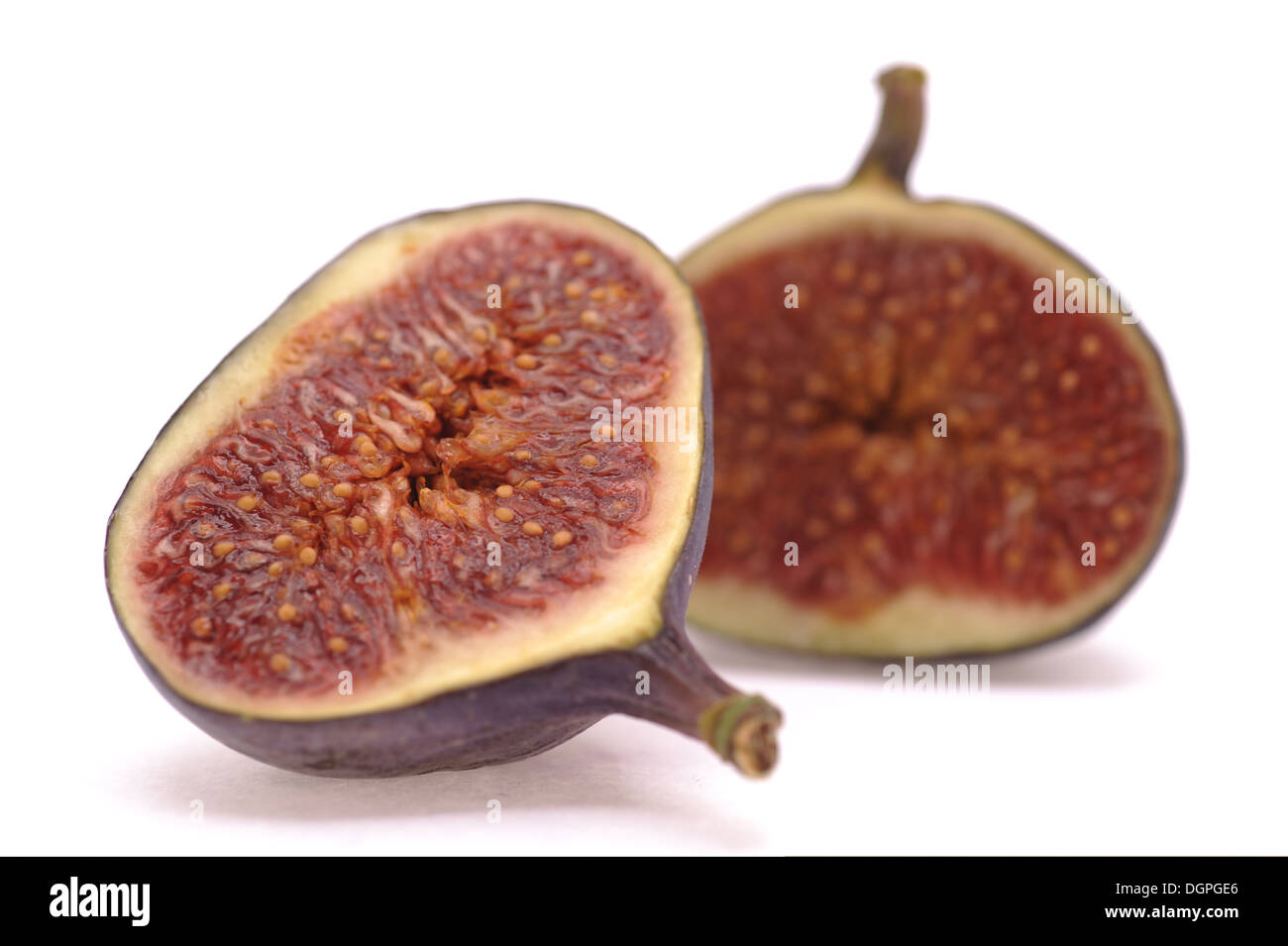 sliced fig over white Stock Photo
