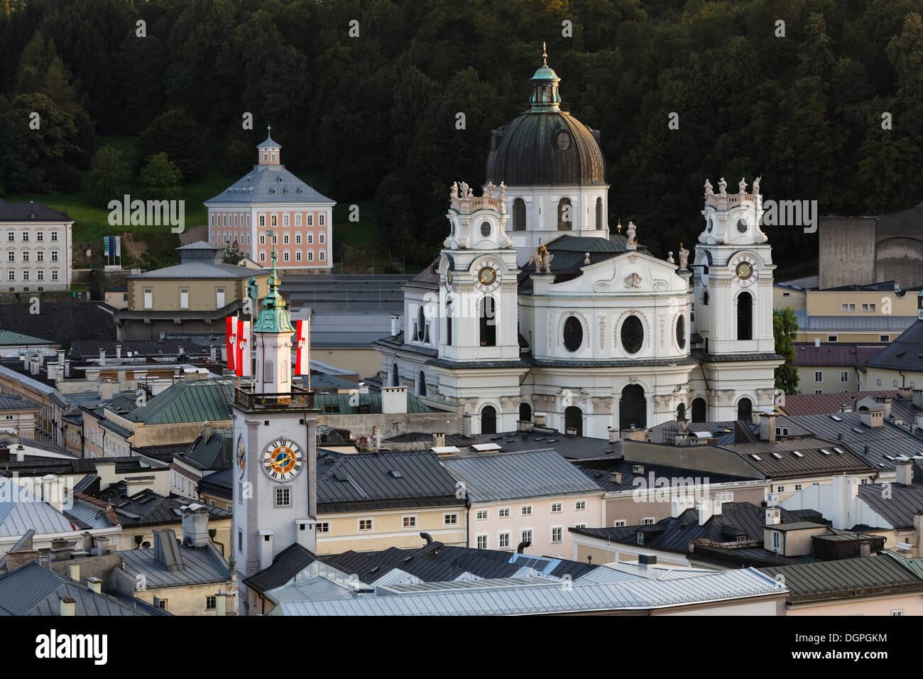 View of the town hall and the collegiate church as seen from Kapuzinerberg mountain, Salzburg, Austria, Europe, PublicGround Stock Photo