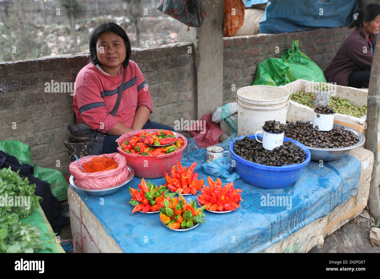 Vegetable market, Kohima, Nagaland, India. Stock Photo