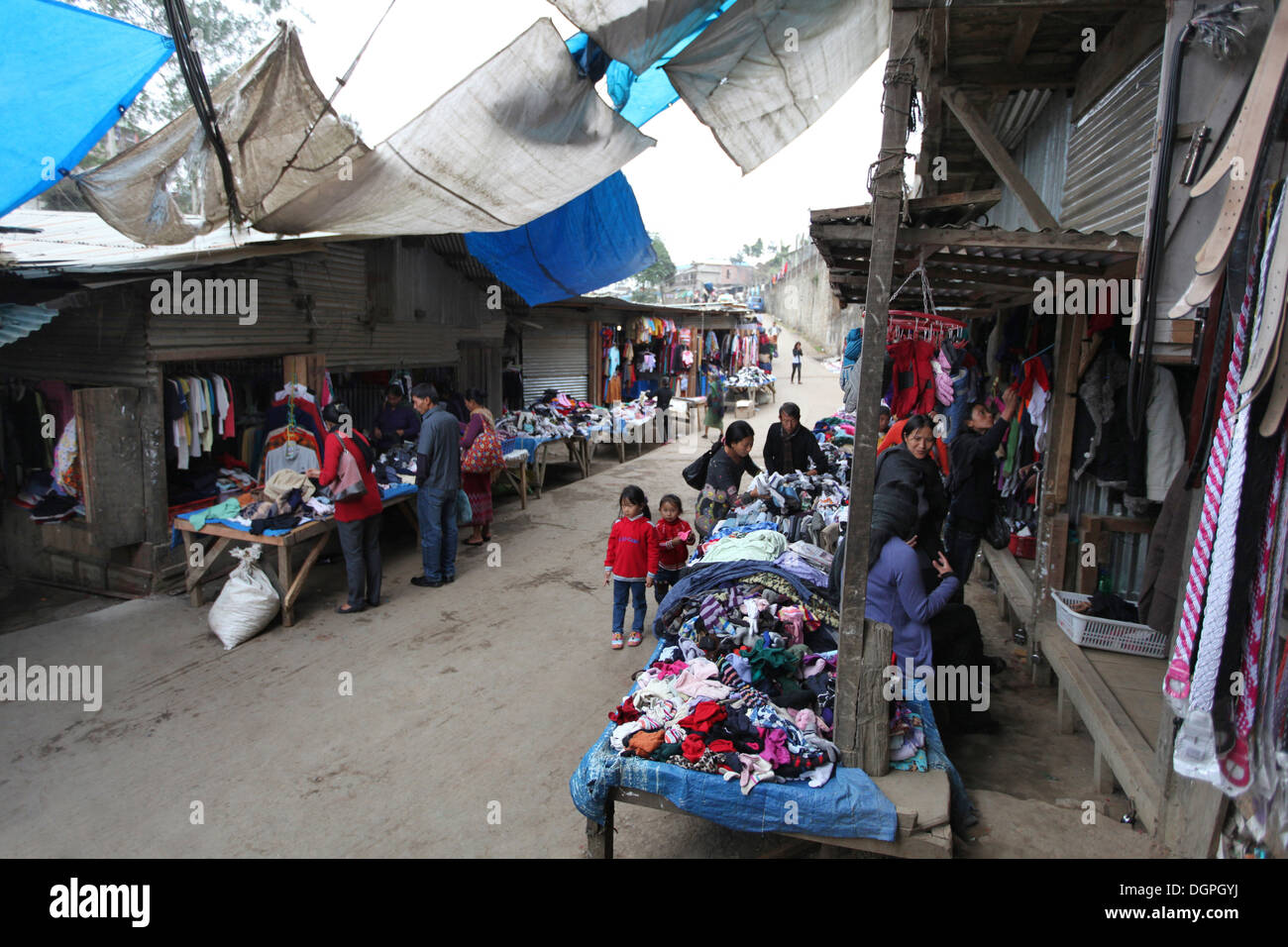 Cloth Market, Kohima, Nagaland, India. Stock Photo