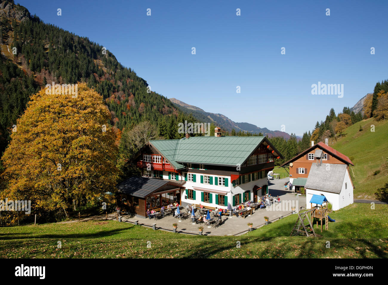 Berggasthof Einoedsbach mountain guesthouse, Oberstdorf, Oberallgäu, Allgäu, Swabia, Bavaria, Germany Stock Photo