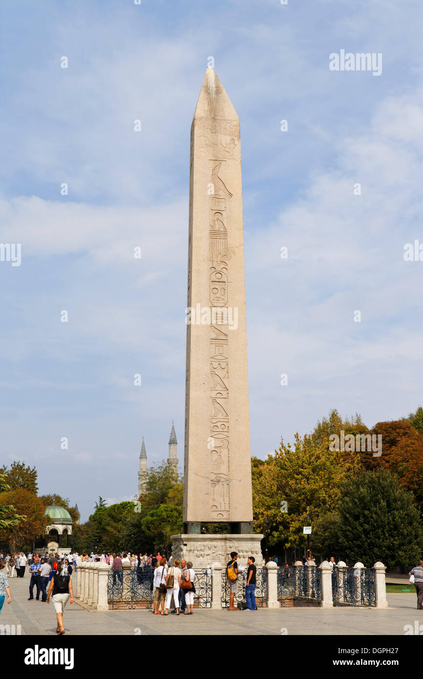 Egyptian Obelisk by Thutmosis' III., Hippodrome or At Meydani square, Istanbul, European side, Istanbul Province, Turkey Stock Photo