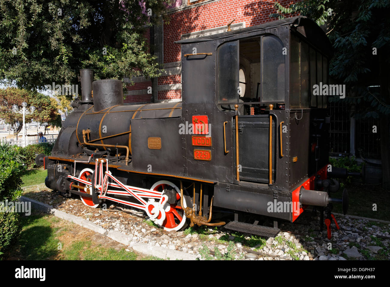 German steam locomotive, memorial in front of the Istanbul Sirkeci Terminal or İstanbul Terminal Stock Photo