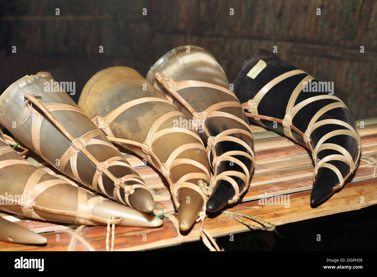 Bull horns for sale during hornbill festival in Kisama near Kohima
