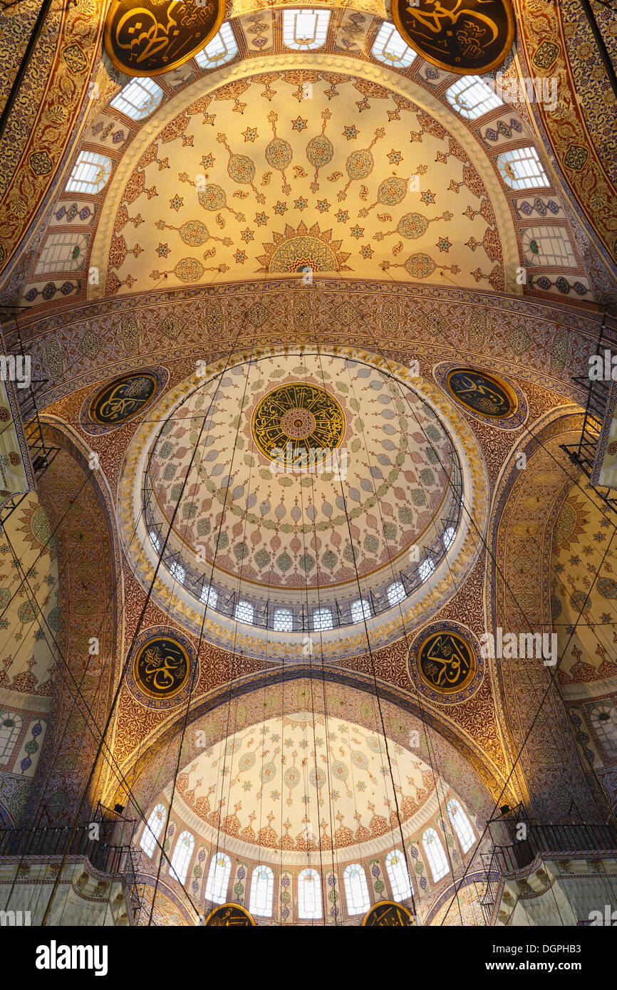Domes in Yeni Cami, New Mosque, Eminoenue district, Istanbul, Turkey, Europe, Istanbul, Istanbul Province, Turkey Stock Photo