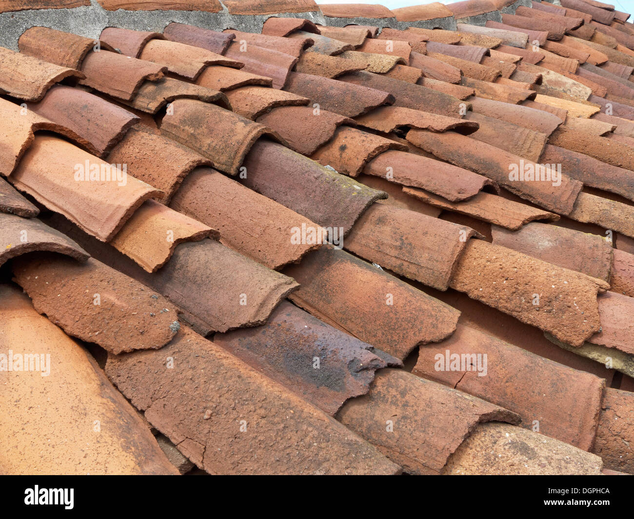 Roof tiles on an old house in Guillama, Guillama, Gemeinde Vallehermoso, La Gomera, Canary Islands, Spain Stock Photo