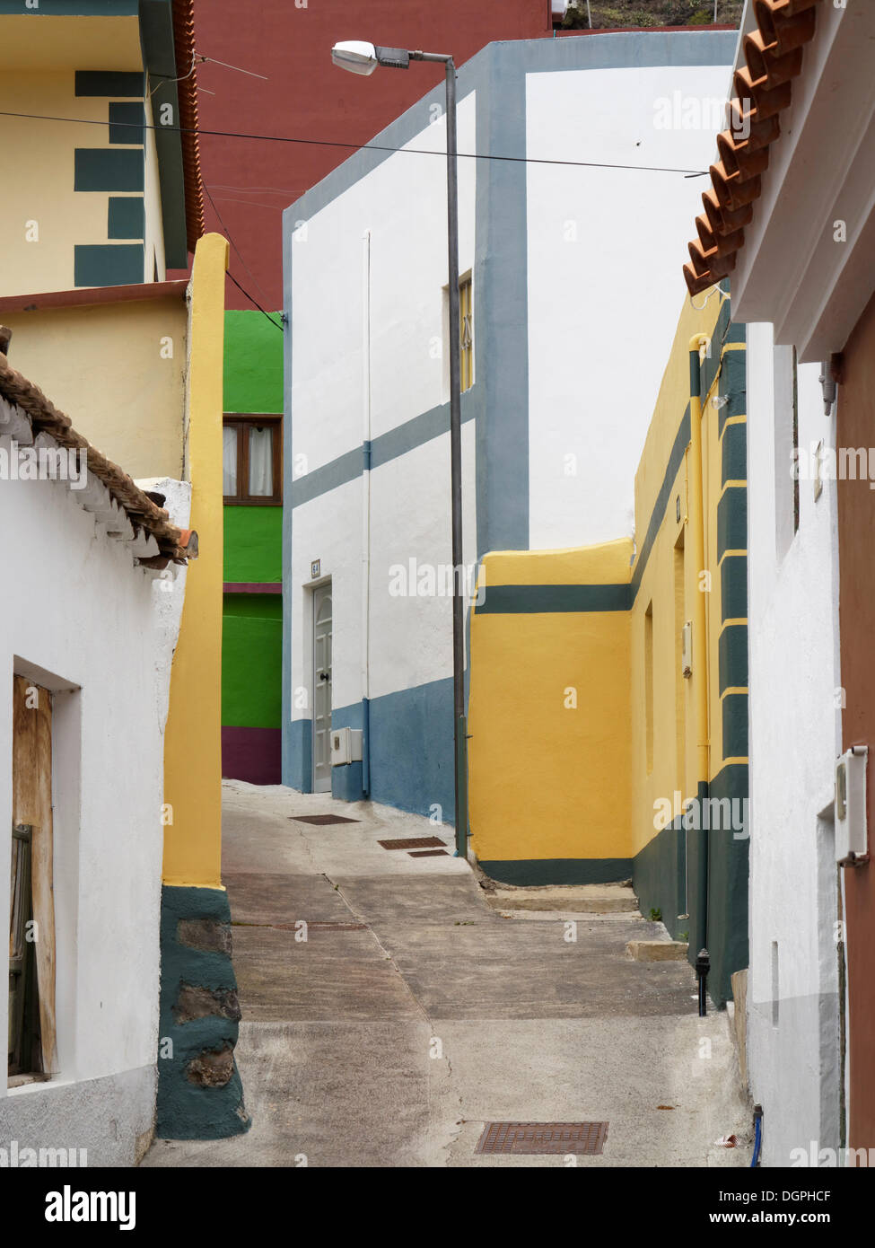 Calle de Ibo Alfaro street, Hermigua, La Gomera, Hermigua, La Gomera, Canary Islands, Spain Stock Photo