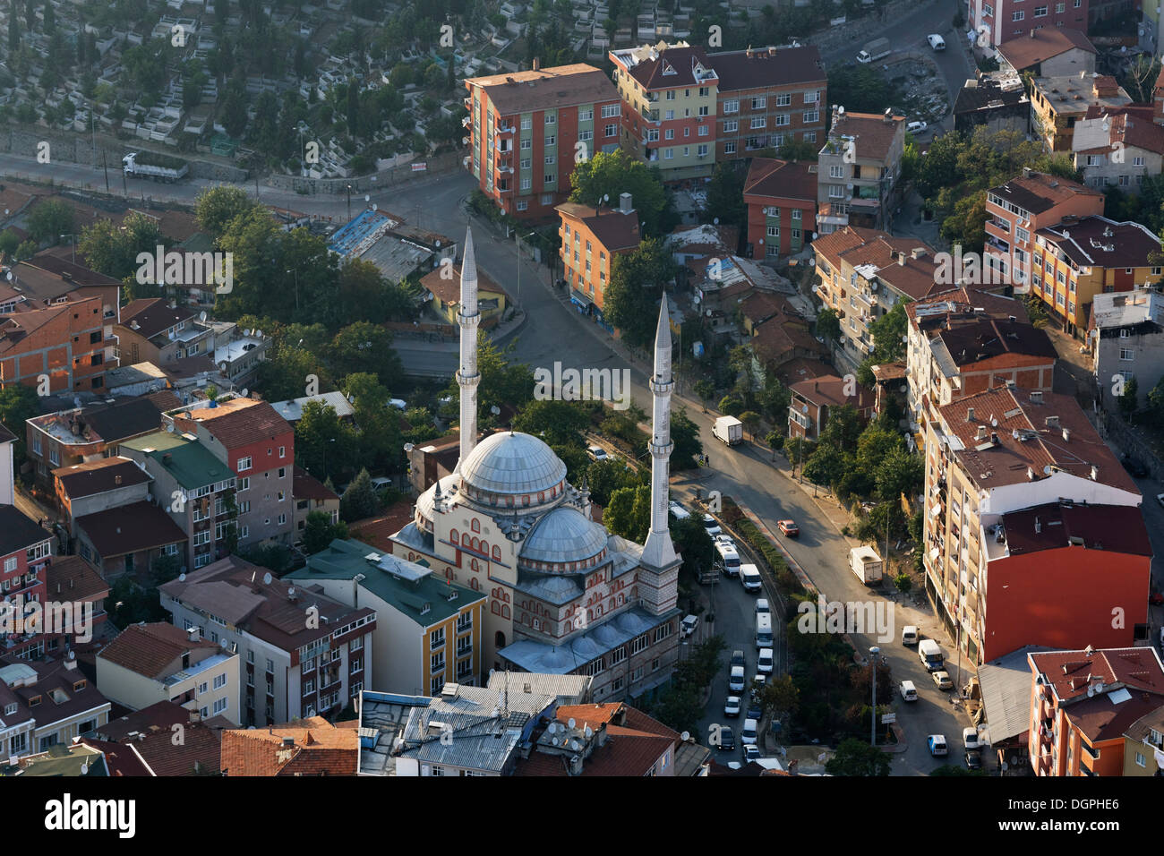 Imami Azam Sefa Mosque, view from Istanbul Sapphire, Levent, Besiktas, Istanbul, European side, Istanbul Province, Turkey Stock Photo