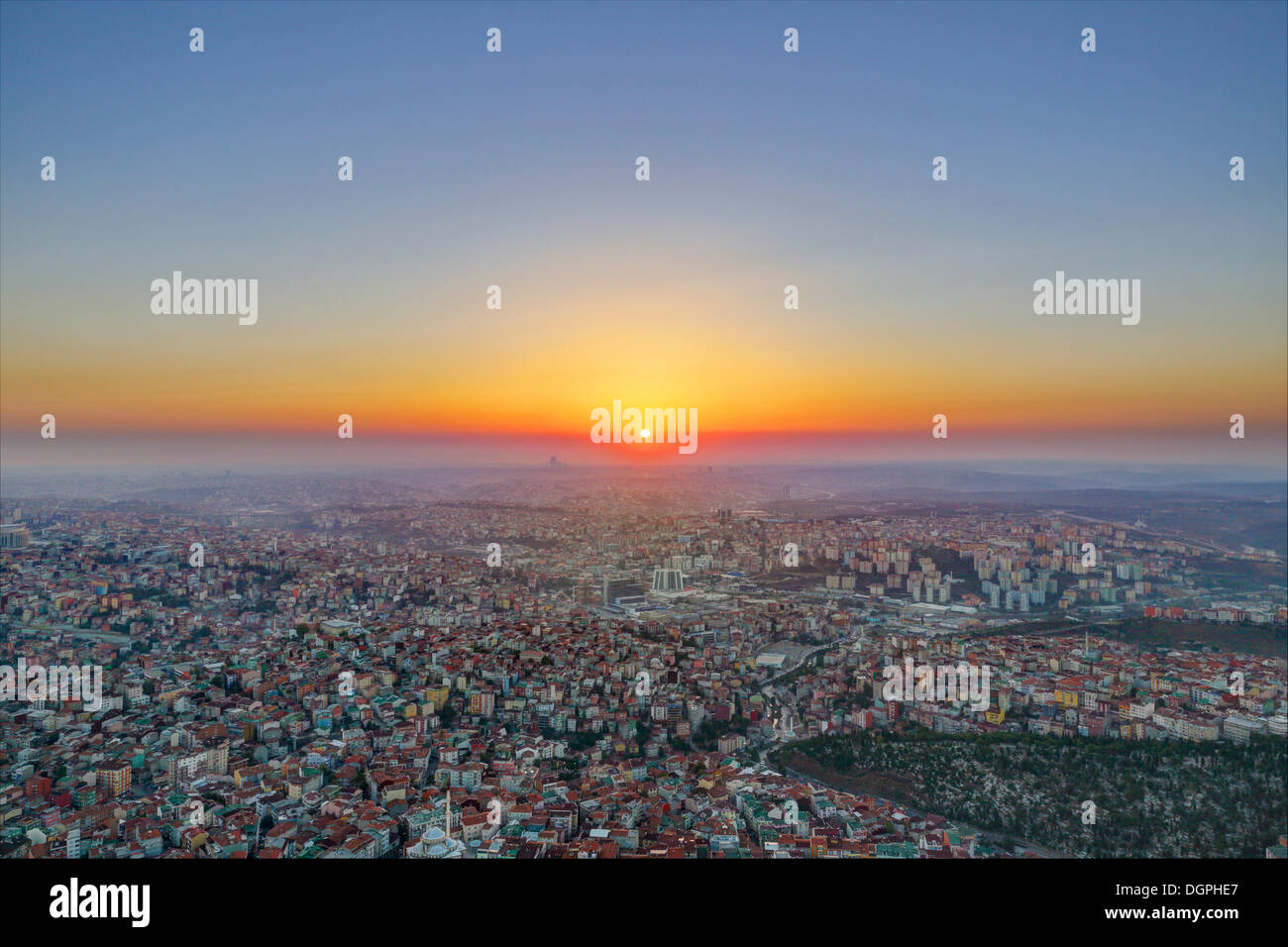 Sunset, view from Istanbul Sapphire looking westward, Levent, Besiktas, Istanbul, European side, Istanbul Province, Turkey Stock Photo
