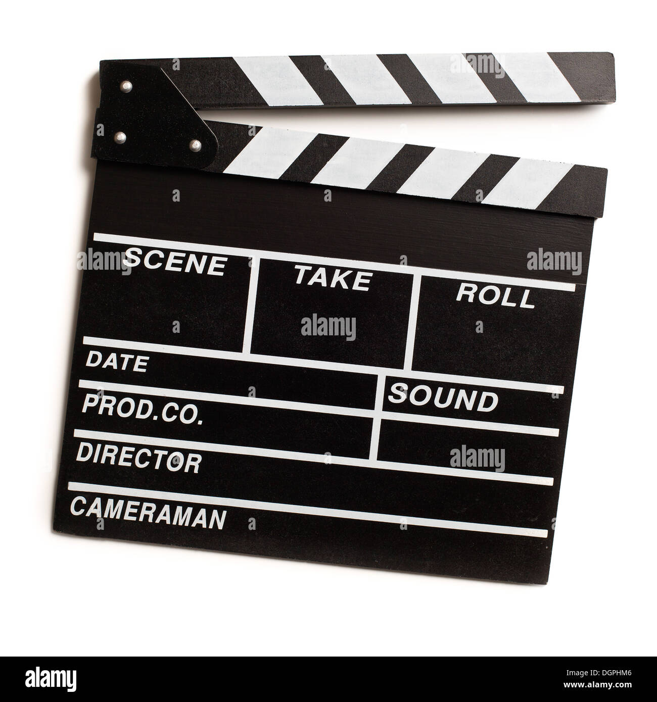 top view of clapper board on white background Stock Photo