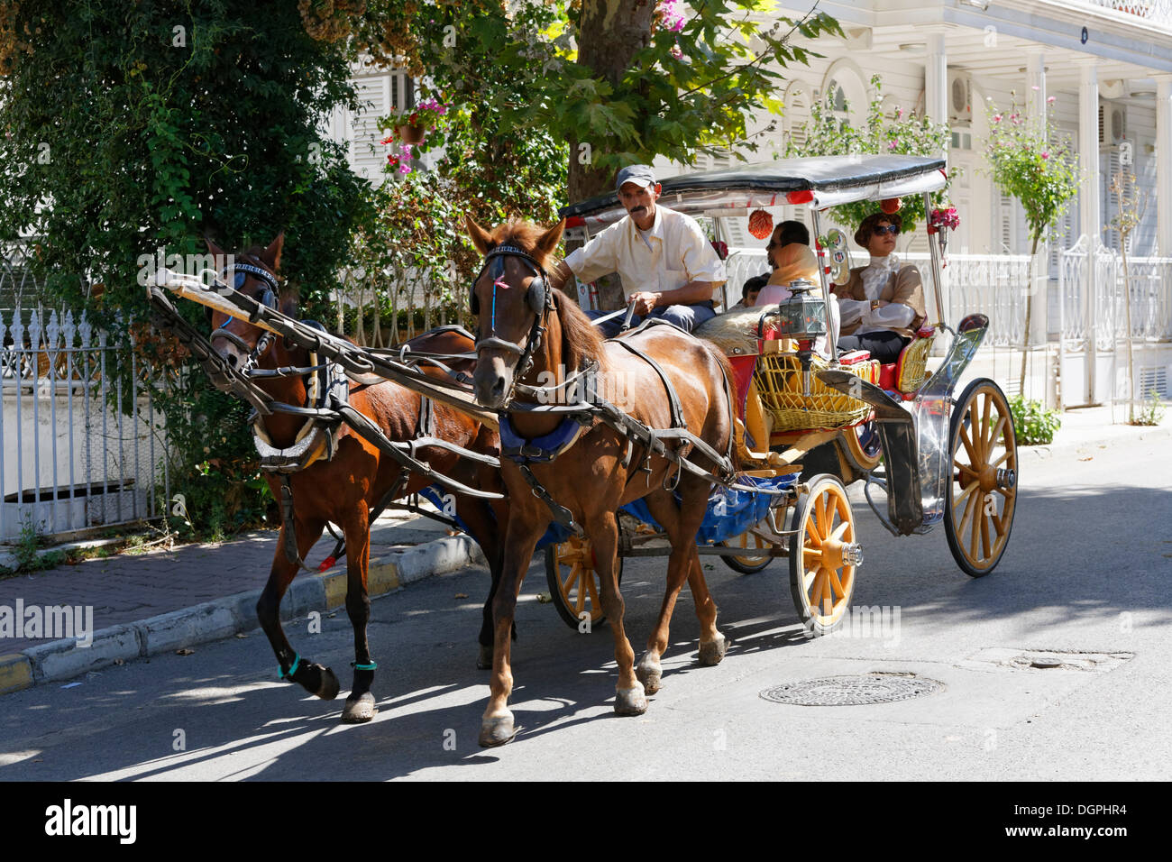 Horse-drawn carriage, Büyükada, Prince Islands, Istanbul, Asian side, Istanbul Province, Turkey Stock Photo