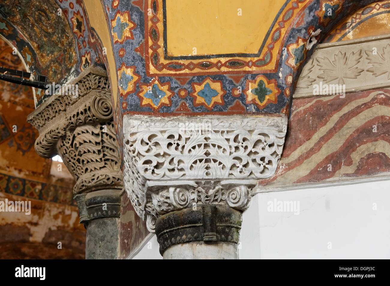 Decorated column, Hagia Sophia, Sultanahmet, Istanbul, European side, Istanbul Province, Turkey, European side Stock Photo