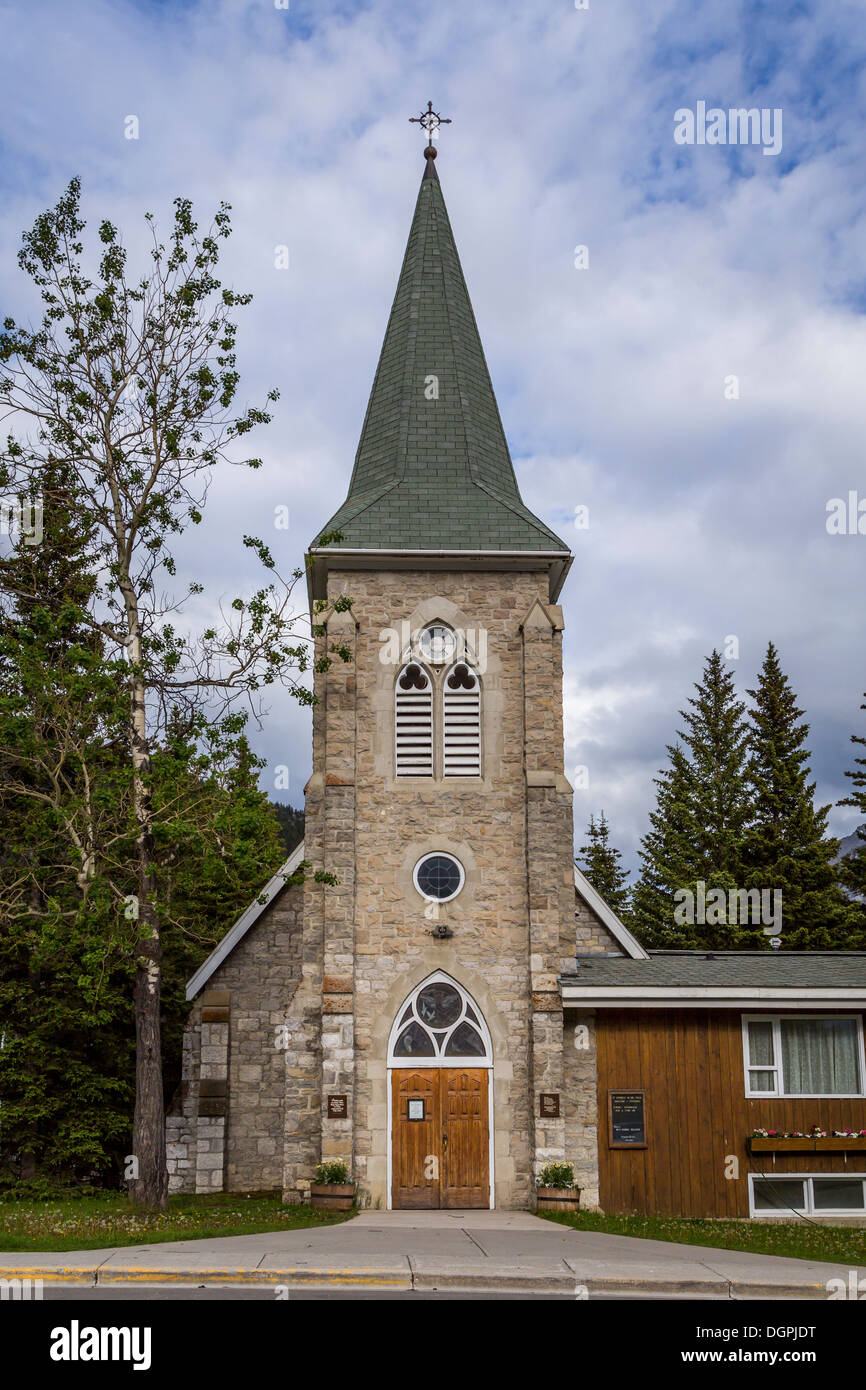 The St. George's in the Pines, Anglican Episcopal church in Banff, Banff National Park, Alberta, Canada. Stock Photo
