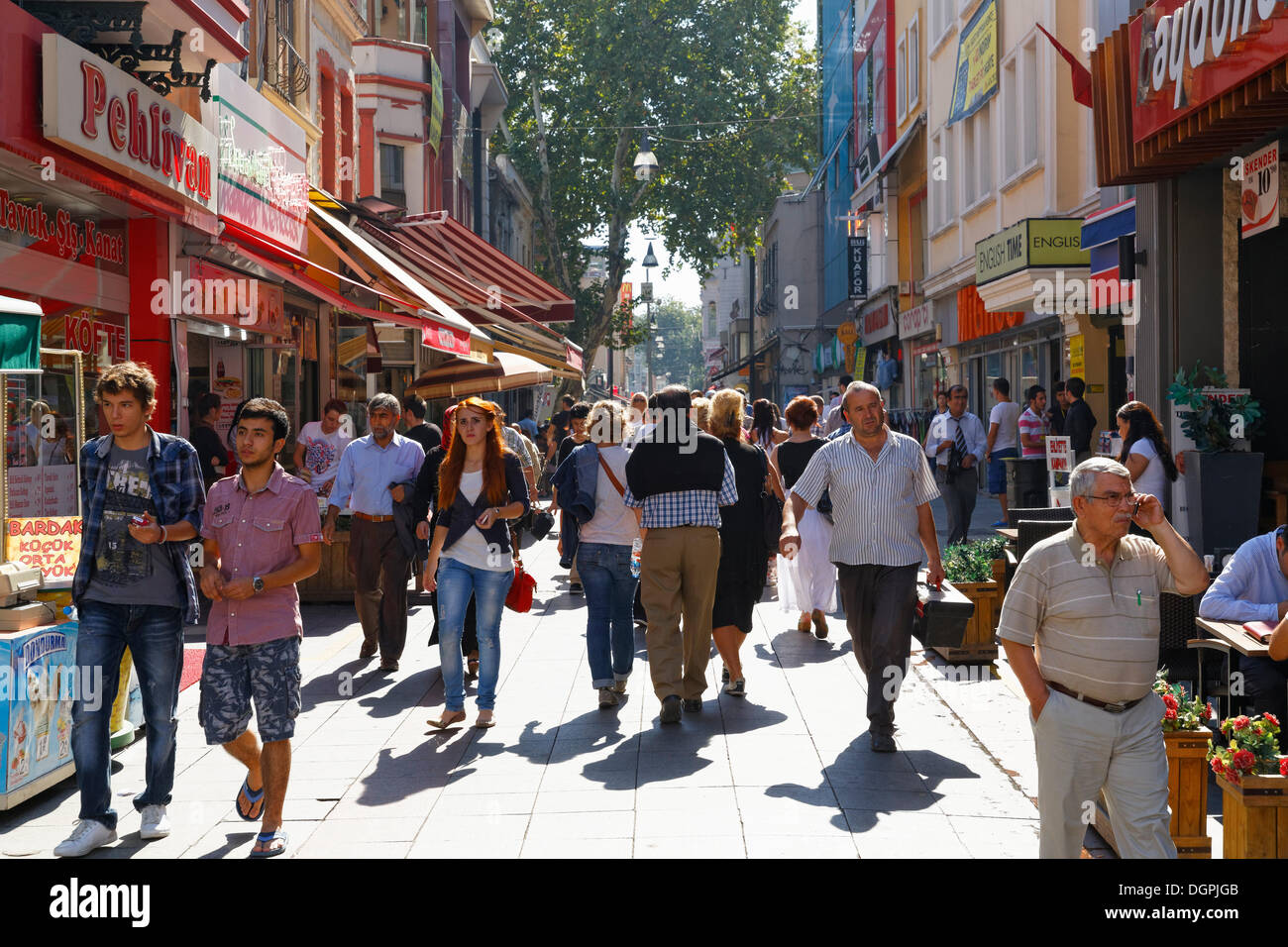 Pedestrian zone in the market quarter, Kadiköy, Istanbul, Asian side, Istanbul Province, Turkey Stock Photo