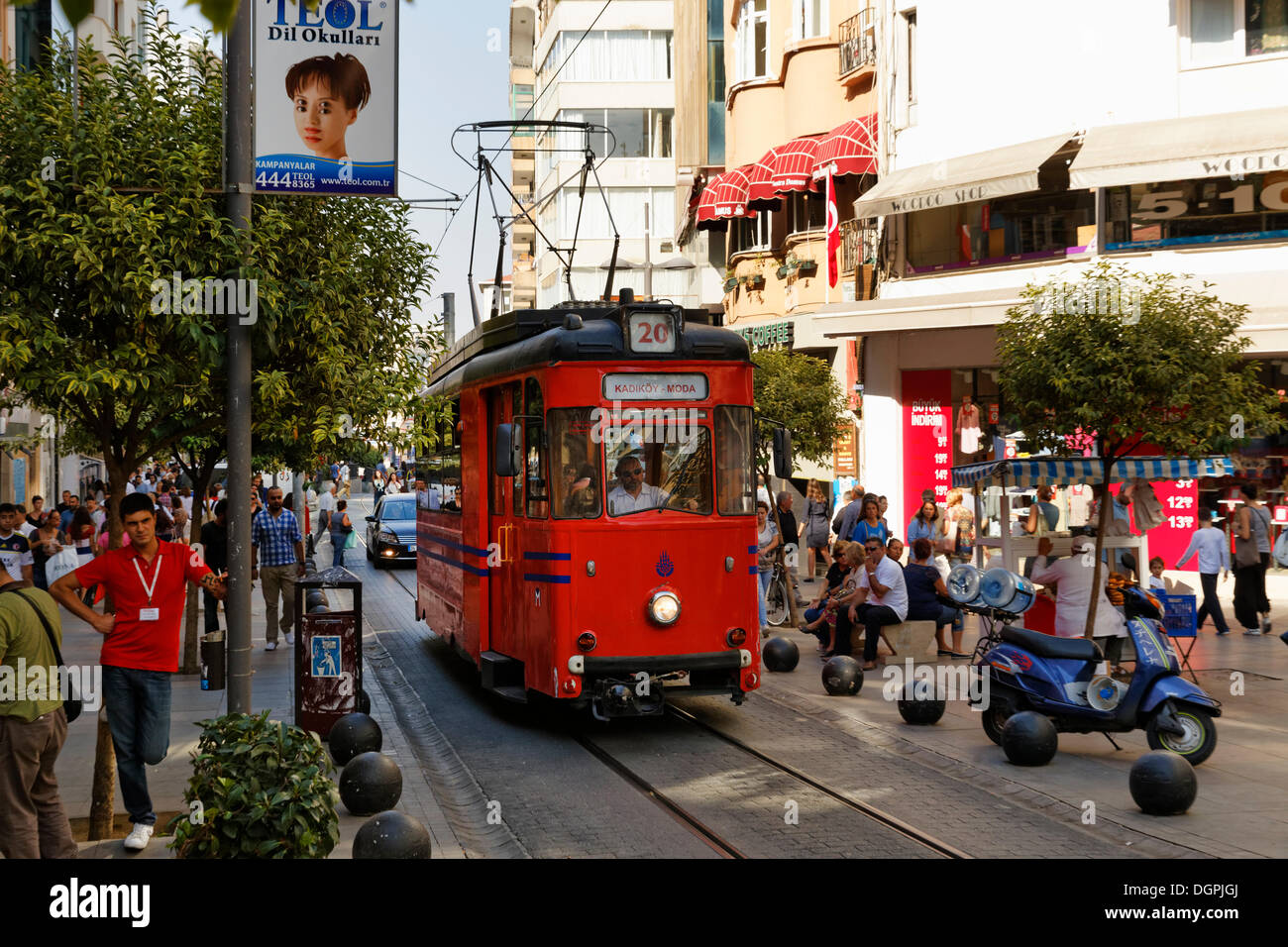 Historic tram, Kadiköy, Istanbul, Asian side, Istanbul Province, Turkey Stock Photo