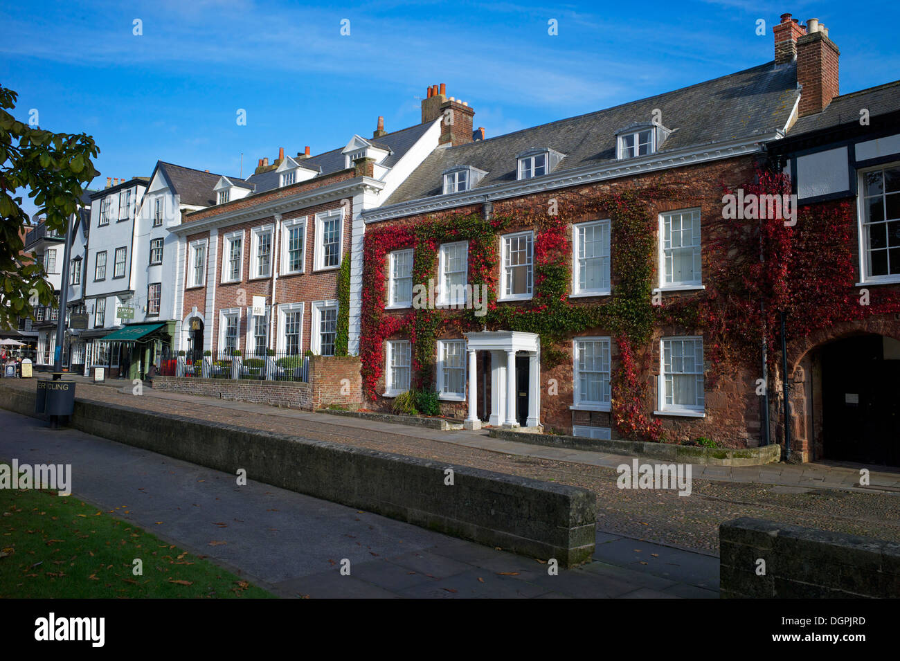 Houses on Cathedral Green, Exeter, Devon, UK Stock Photo